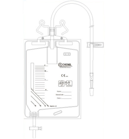 Sacca raccolta urina sterile da 2 litri a circuito chiuso