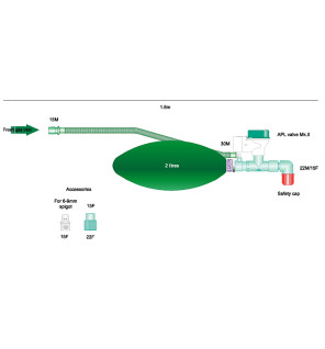Unità respiratoria manuale Adulti Mapleson C da 2 lt con valvola APL e tubo smoothbore 1,6 mt Sterile