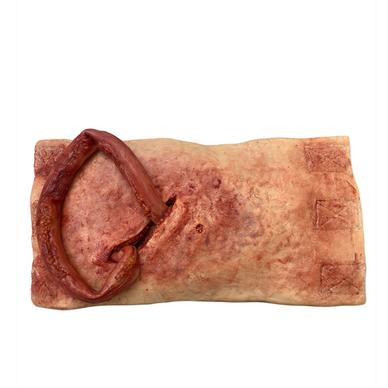 Simulatore di ferita all'addome con eviscerazione indossabile