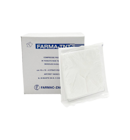 Compresse di garza sterile in TNT per CANNULE - Conf. 20 Buste da 5 Compresse